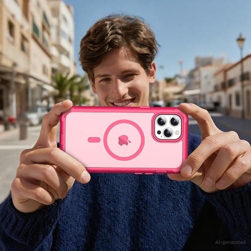 jaroco Magnetic for iPhone 12 Pro Max Case Heavy Duty Protection Rose | Compatible with MagSafe,Military Grade Drop Protection,Translucent Matte,Non-Slip,Shockproof 2-Layer Durable Bumper Case thumbnail 7