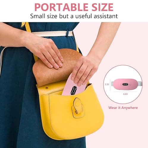 LISACOOL Portable Heating Pad for Period Cramps Cordless Menstrual Heating Pad with 3 Heat Levels and 3 Massage Modes, Birthday Gifts for Women and Girls (Pink) thumbnail 6