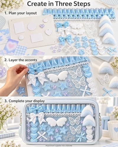 Bemeand 68Pcs DIY Ita Bag Accessories Kit, Craft Embellishments (Blue) thumbnail 6