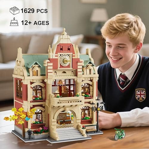 INSOON University Club House Building Set with Light,1629PCS City Campus Architecture Model with Painting Drama Baking Music Club, Home Decor Construction Building Block Gift for Adults Boys Girls 12+ thumbnail 4