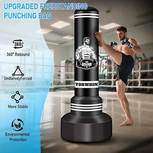 Heavy Punching Bag with Stand Adults Teens, 70" Freestanding Punching Bag with Boxing Gloves and Electric Air Pump, Women Men Standing Inflatable Boxing Bag for Training MMA Thai Fitness thumbnail 3