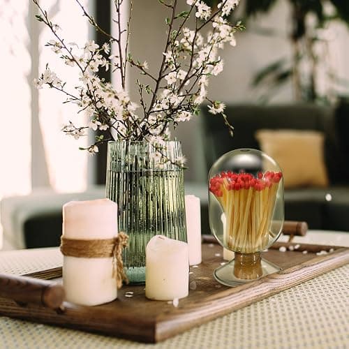 Teenyyou Smoke Grey Glass Match Cloche Holder Decorative Matches Jar Trendy Fireplace Display Decor, Not Include Sticks(5 x 2.87 Inch) thumbnail 5