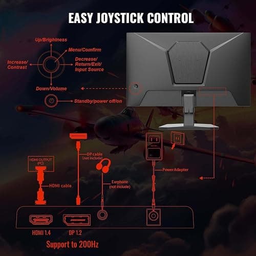 SANSUI 24 Inch Gaming Monitor 200Hz 180Hz 1Ms FreeSync HDR 110% sRGB FHD 1080P Computer Monitor HDMI DP Ports Eye Care Frameless VESA Mount Cable Management (ES-G24F4L HDMI Cable Included) thumbnail 7