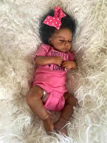 Anano African American Reborn Baby Dolls Black Girl 20 Inch Biracial Silicone Baby Doll Full Body Waterproof Lifelike Newborn Babys Realistsic Silicone Babys Doll Can Be Into Water thumbnail 3