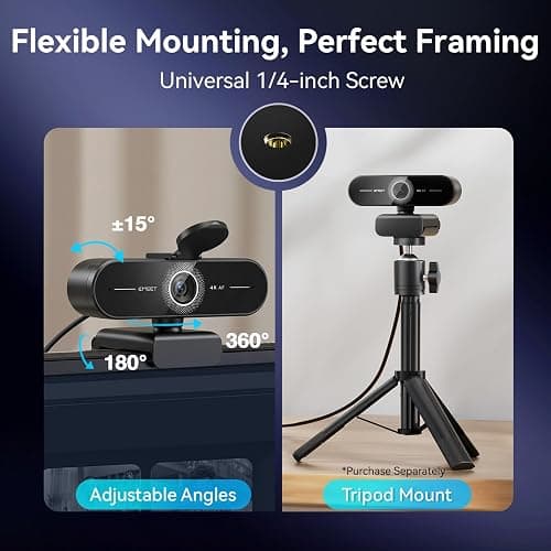 EMEET C60E 4K Webcam for Streaming & Gaming，PDAF Autofocus | Dual Mics, Live Streaming Camera with Auto Light Correction, Plug & Play USB Webcam for PC & Mac thumbnail 8