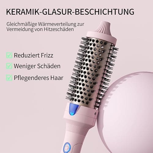 K&K Stylingbürsten K&K Thermobürste Keratin Thermal Brush Protect Beheiztes Fass Heiße Haarbürste, Ionisch Glatt Scheinen Volumen Kamm, Haarglätter Lockenwickler Styling Tool, Dual Spannung thumbnail 2
