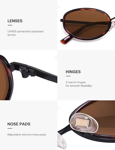 SOJOS Trendy Oval Round Polarized Sunglasses for Women Men, Chic Retro Narrow Circle Sunnies SJ1248 thumbnail 4