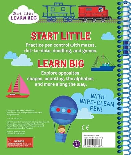 Wipe Clean Preschool Activity Book for Kids Ages 3 to 5: ABCs, Counting, Opposites, Shapes, Tracing, Pen Control and More (Start Little Learn Big Series) thumbnail 2