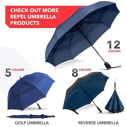Repel Umbrella Windproof Travel Umbrellas for Rain - Easy Auto Open Close, Durable & Compact Umbrella, Strong Fiberglass Frame, Waterproof Canopy - Backpack, Purse, Portable Umbrella for Travel - F. Navy Blue - Travel thumbnail 9