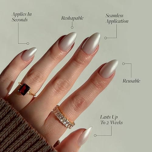 Glamnetic Press On Nails - Hailey | Glossy, Semi-Transparent, Short Almond Nails, Reusable | 15 Sizes - 30 Nail Kit with Glue thumbnail 3