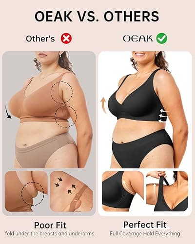 OEAK Womens Deep V Bras Wireless Comfortable Bra Supportive No Underwire Bras Tshirt Push Up Bralettes Plunge Seamless Bra thumbnail 7