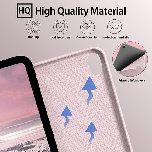Kenke for iPad 11/10th Gen Case with Pencil Holder 11/10.9 inch 2025 A16/2022, Soft TPU Back Shell Hybrid Slim Trifold Stand Protective Cover Support Touch ID Auto Wake/Sleep (Pink) thumbnail 6