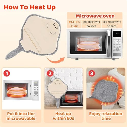 Stingray Microwavable Unscented Volcanic Rock, 50mins Lasting Warmth Heating Pad, 10 * 7inches Heatable Stuffed Animals Plush for Period Cramps Menstruation Stress Relief Gifts Girls Women Kids thumbnail 2