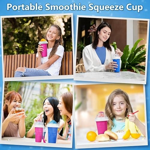Paydaan Pack of 2 Magic slushie cup, instant Frozen Slushy cup Drink Maker, Double-Layer Reusable slushie maker, Perfect for Homemade Slushies, Frozen Drinks & Summer Treats thumbnail 7