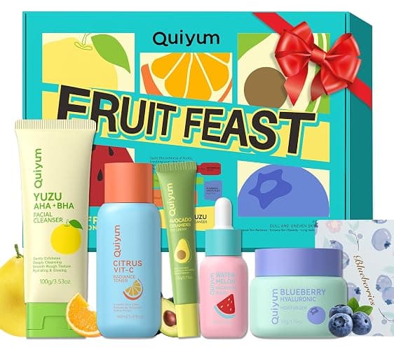 Fruit Skin Care for Teens, 5 Daily Routine Beauty Skin Care Sets - Exfoliation, Smooth, Clean, Oil Control, Firm, Hydrate, Glow Up, Skincare Gift Set for Girls Women, Facial Travel Set, for All Skin - Image 1