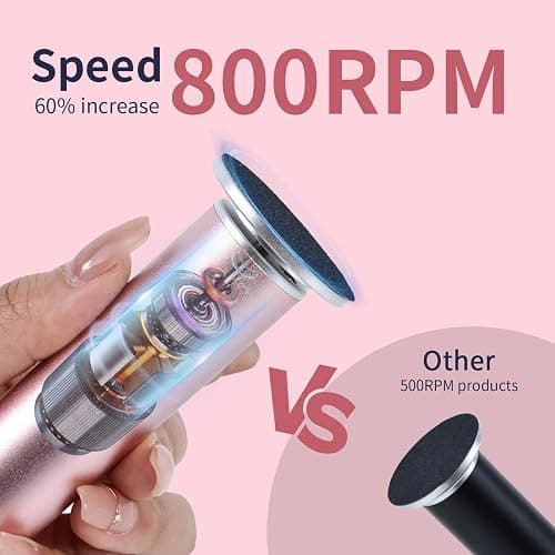 AprElm 4.8IN Longer Electric Foot Callus Remover with 80pcs Sandpaper Discs, Professional Aluminum Callus Remover for Feet, Stepless Speed Control Pedicure Tools for Dead Skin (Pink) thumbnail 3