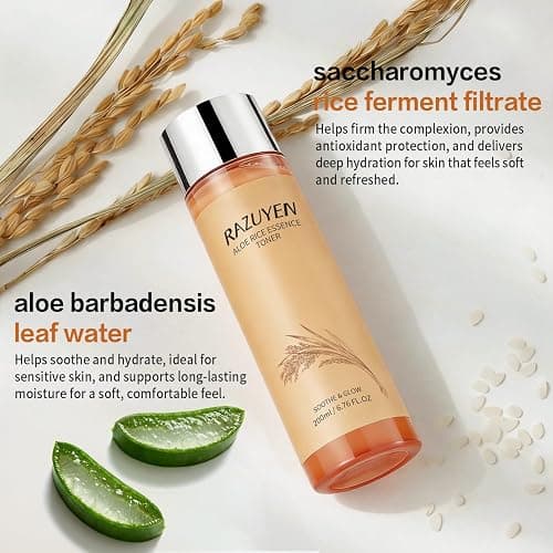 RAZUYEN Rice Toner with Aloe Leaf Water, Niacinamide and Centella Asiatica, Milky Toner for Soothing and Glowing Skin, Vegan, Alcohol and Fragrance Free thumbnail 2