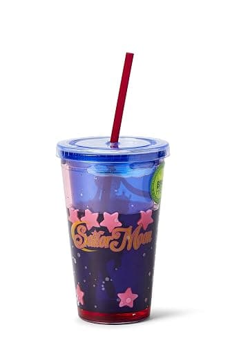 Sailor Moon Confetti Plastic Carnival Cup With Lid & Straw | Double-Wall Insulated Tumbler Cup Perfect For Sailor Moon Fans | Holds 16 Ounces thumbnail 3