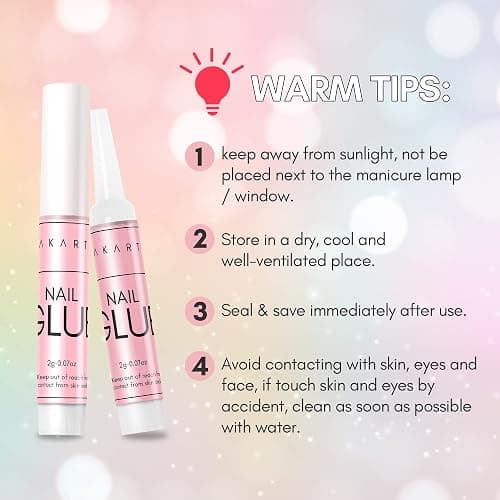 Makartt Super Strong Nail Glue for Acrylic Nails Press On Nails Professional Nail Adhesive Bond Nail Tips Glue for Stick On Nails Long Lasting Nail Glue for Fake Nails Broken Nails Repair 0.07oz 40Pcs thumbnail 7