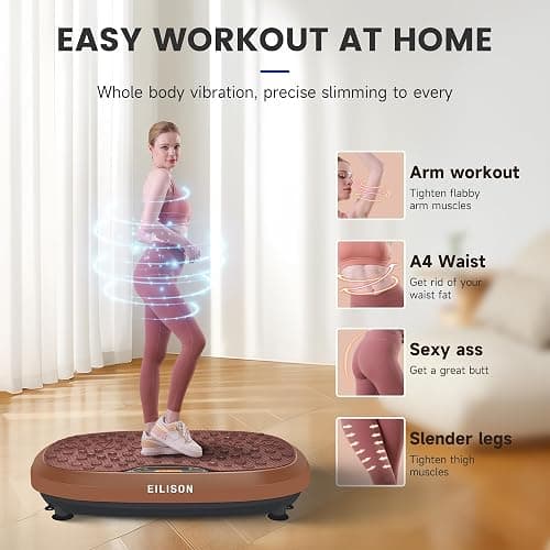 EILISON FitMaxx 3D XL Vibration Plate Exercise Machine - Whole Body Workout Vibration Platform w/Loop Bands - Lymphatic Drainage Machine for Weight Loss, Shaping, Wellness, Recovery thumbnail 3