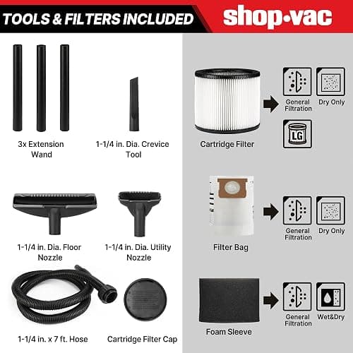Shop-Vac 5922805 Wet/Dry Vacuum, 8 Gallon, 4.5 Peak HP, 1.25 Inch Diameter x 7 Foot Hose, 6 Foot Cord, Ideal for Jobsite, Garage, Workshop & Home thumbnail 4
