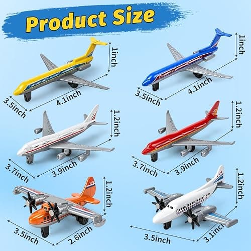 YongnKids 18 pcs Airplane Toys, Diecast Plane Toy for Boys Age 3 4 5 6 7 | Alloy Toy Aircraft Models Incl Airlines Glider, Great for Kids Birthday Party Favors Goodie Bag Stuffers,Classroom Prizes thumbnail 3