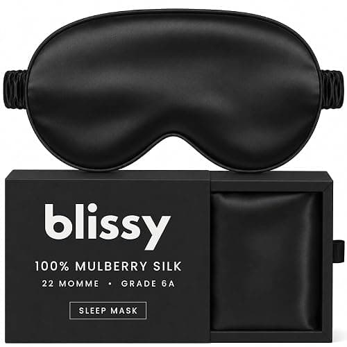 Blissy Silk Sleep Mask - Eye Sleeping Mask for Women & Men for Total Blackout - 100% Pure Mulberry Silk, 22 Momme 6a Fibers - Blindfold Sleep Mask Side Sleeper Eye Cover (Non Adjustable) - Image 1