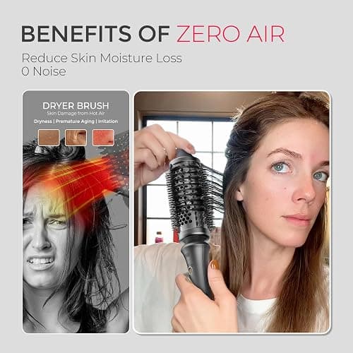 TYMO Thermal Brush Curling Brush - STYLUX 1.7 Inch Blowout Volumizer with Flexi-Fit for Hair Straightening, Heated Round Styler Tool, Hair Straightener and Curler 2 in 1, Dual Voltage, Metallic Gray thumbnail 6