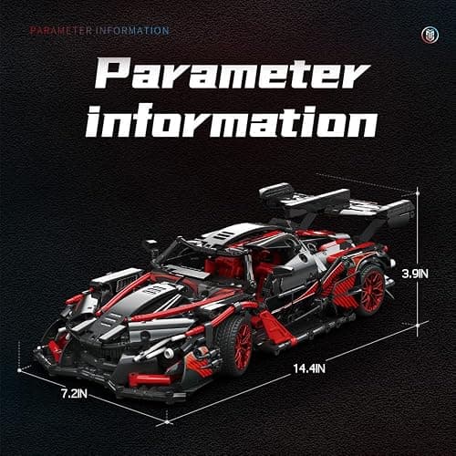 APAWR Adults Challenging Racing Car Building Blocks Kit，1:14 1391 Pieces Car Model Building Set DIY Toys for Boys Age 12 13 14 15 16 thumbnail 3