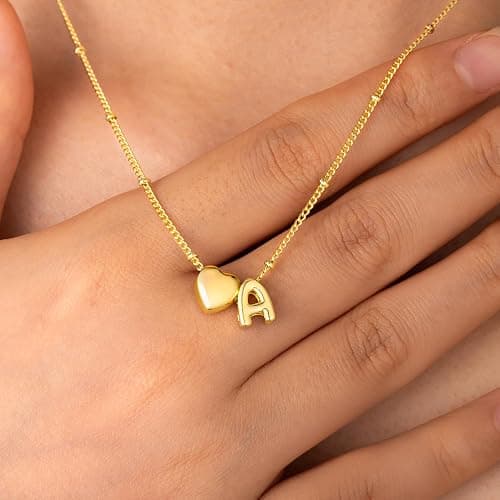 Ursteel Stocking Stuffers for Teen Girls Women - Christmas Gifts for Grandkids, 14K Gold Plated Initial Heart Necklace for Women Trendy, Dainty Letter A-Z Lockets Necklaces Personalized thumbnail 5