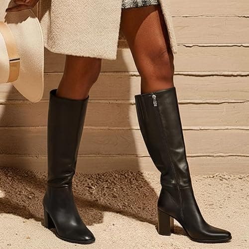 Lumeheel Women Knee High Boots - Round Toe Chunky Heel Tall Boots with Side Zip, Fashion Long Gogo Boots for Fall Winter thumbnail 3