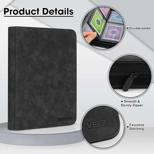 MewVeer Top Loader Card Binder, Holds 252 Top Loaders Storage, 9 Pockets with Sleeves, Trading Card Binder for Sports Cards, YGO/MTG Card Collection Binder - Black (Not for Cards WITHOUT a Top Loader) thumbnail 6