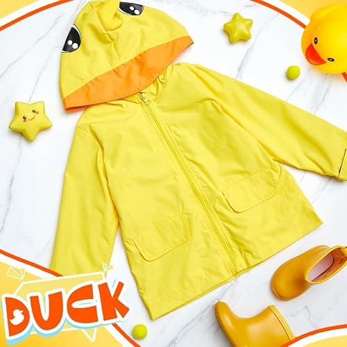 Twistover 2 Pcs Toddler Raincoat Rain Boots Set Kids Baby Cartoon Hoodie Zipper Jacket Short Rain Shoes for Little Boys Girls thumbnail 4