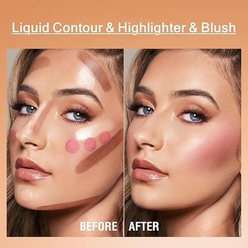 URQT Highly Pigmented Liquid Contour - Built-in Sponge Tip Sculpted Complexion Wand With Long Lasting Natural Buildable Highlighters and Bronzer (Contour+Blush+Highlighter) thumbnail 5