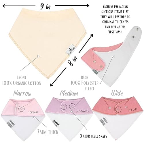 Diaper Squad 10-Pack Organic Cotton Baby Bibs for Baby Boy, Girl | Soft & Absorbent, Adjustable for 0-36 Months, for Drooling and Teething, 6-Layer thumbnail 4