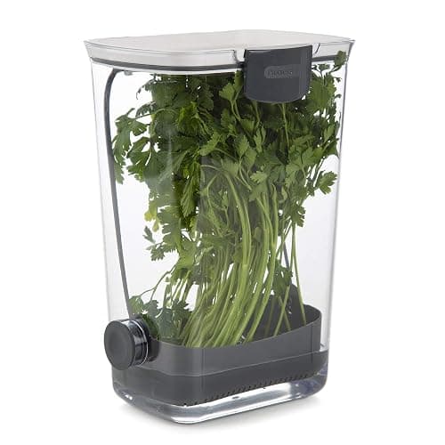 Progressive International PKS-930 BPA-Free Plastic ProKeeper Herb Keeper with Removable Silicone Drain Plug, 1 Piece, White - Image 1