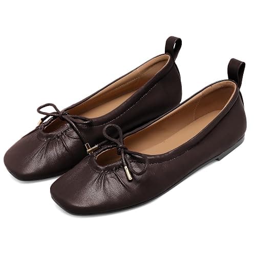 Riekhany Women Ballet Flats Square Toe Lace Up Bow Ballerina Shoes Cute Slip On Casual Mary Jane Shoes thumbnail 7