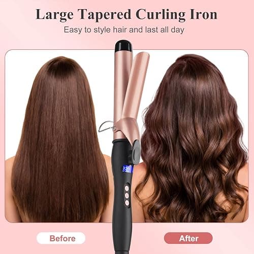 Curling Wand 32MM Curling Tongs with cilp Large Barrel Curling Iron Adjustable Temperature, Professional Hair Curler with Glove for Long & Medium Hair, Dual Voltage thumbnail 2
