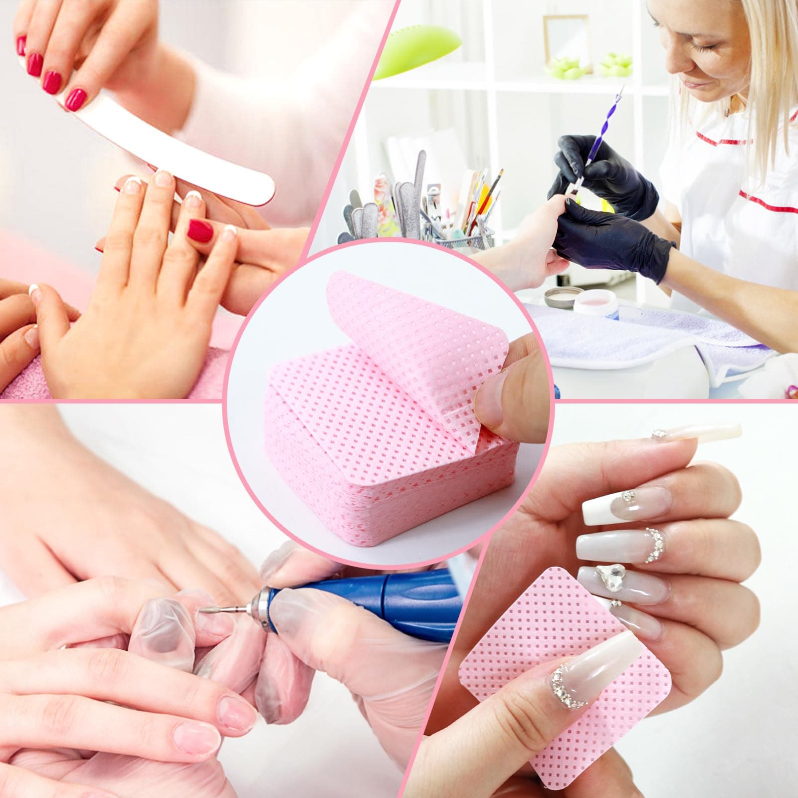 300 Lint Free Wipes for Gel Polish, UV Gel Polish, Absorbent Removal Wipes for Manicure and DIY Nail Art (Pink) thumbnail 7