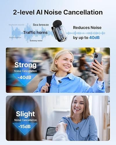 BOYA mini 2 Wireless Lavalier Microphones for iPhone 15/16/17 & Android, AI Noise Cancellation, App Control, 30H Battery Life with Charging Case, Lapel Microphone Wireless for Video Recording Vlogging thumbnail 4