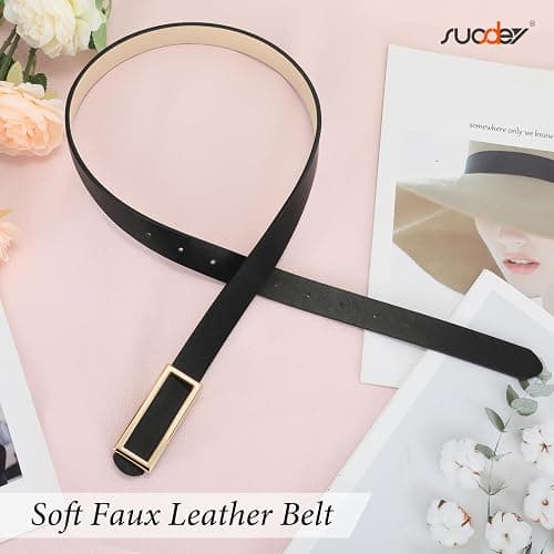 SUOSDEY Women Reversible Leather Belt thumbnail 6