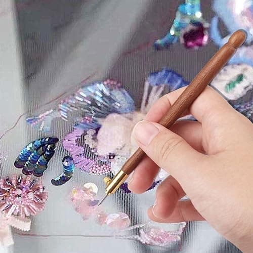 3Pcs Tambour Hooks Kit, Embroidery Crochet Hooks with 9 Needles, Wooden Handle French Tambour Hook Latch Beaded Needle for Embroidery Sequin Beading Knitting DIY Sewing thumbnail 8