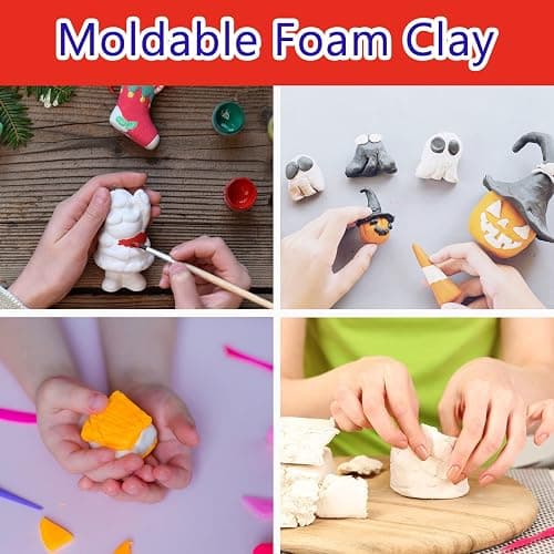 500g Cosplay Foam Clay,Lightweight Sculpting Foam, Air Dry Clay for Cosplay and Costumes,Moldable Foam Clay for Intricate Designs, Cutting or Rotary Tool, Sanding or Shaping (White) thumbnail 6