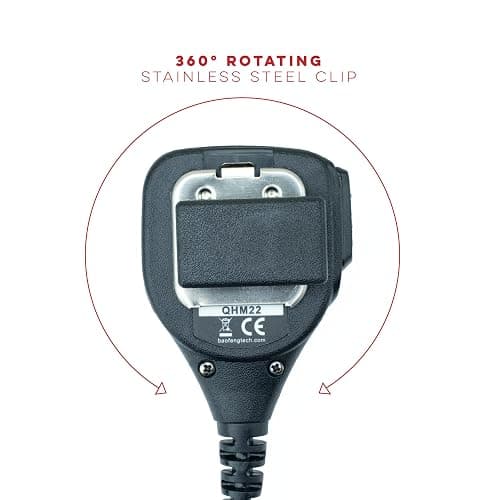 BTECH QHM22 Weatherproof Heavy Duty IP54 Speaker Mic, Premium Commercial Grade Shoulder Mic for BAOFENG (UV-5R BF-F8HP), pxton, Retevis, Kenwood K1 Radios thumbnail 4