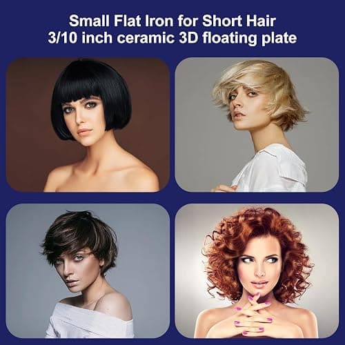 Mvxitanny Pencil Flat Iron 3/10'' Small Flat Irons for Short Hair,Pixie Cut & Bangs,Hair Straightener for Edge with LED Display,Travel Mini Hair Straightener with Dual Voltage,Auto Shut Off（Black） thumbnail 8
