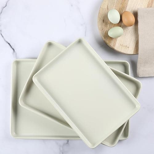 Martha Stewart Gallen 3-Piece Cookie Sheet Set – 13", 15", 17" Baking Pans, Ceramic Nonstick, PFA-Free, Carbon Steel – Oven Safe to 450°F, Warp-Resistant, Easy to Clean - Linen White thumbnail 6