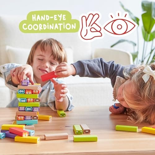 Nene Toys Wooden Tumble Tower Game with Animals & Colors, 4-in-1 Educational Family Board Game for Kids Ages 3-9, Creativity & Cognitive Skills Booster - Gift for Boys Girls 3+ Years thumbnail 6