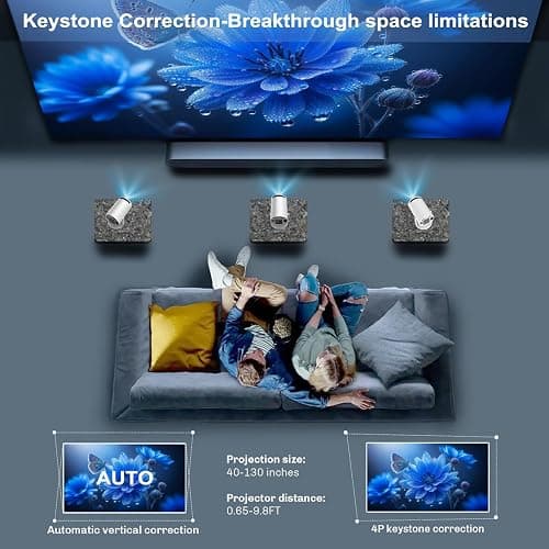 Videoprojecteur Mini Projecteur FHD 4K Portable Projecteur Video WiFi 6 BT5.2 Correction Trapèze Rotation 180° Rotation Compatible TÉLÉPhone/PC/HDMI/USB/PS5 [App intégrée] thumbnail 4