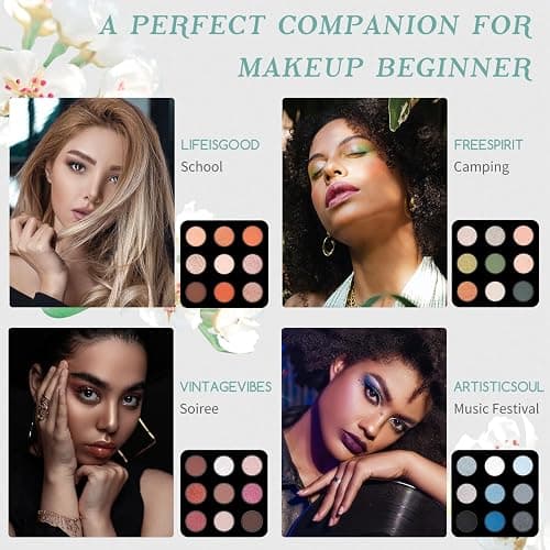 Color Nymph Beginner Makeup Kits Gift for Teens, Makeup Palettes with Reusable Handbag Includes 36 Colors Eyeshadow Blushes Bronzer Highlighter 4 Colors Lipgloss, Lip Oil Brushes Mint Green thumbnail 4