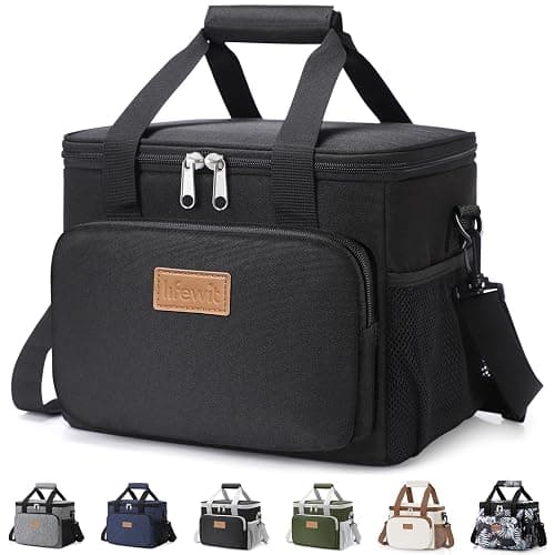 Lifewit Medium Lunch Bag, Insulated Lunch Box, Soft Cooler Cooling Tote for Adult Men Women, Black 12-Can (9L) - Image 1